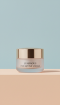 Luminous Eye Revive Cream, Hero angle: straight-on or slight 3/4 view at product height to showcase form and elegant...