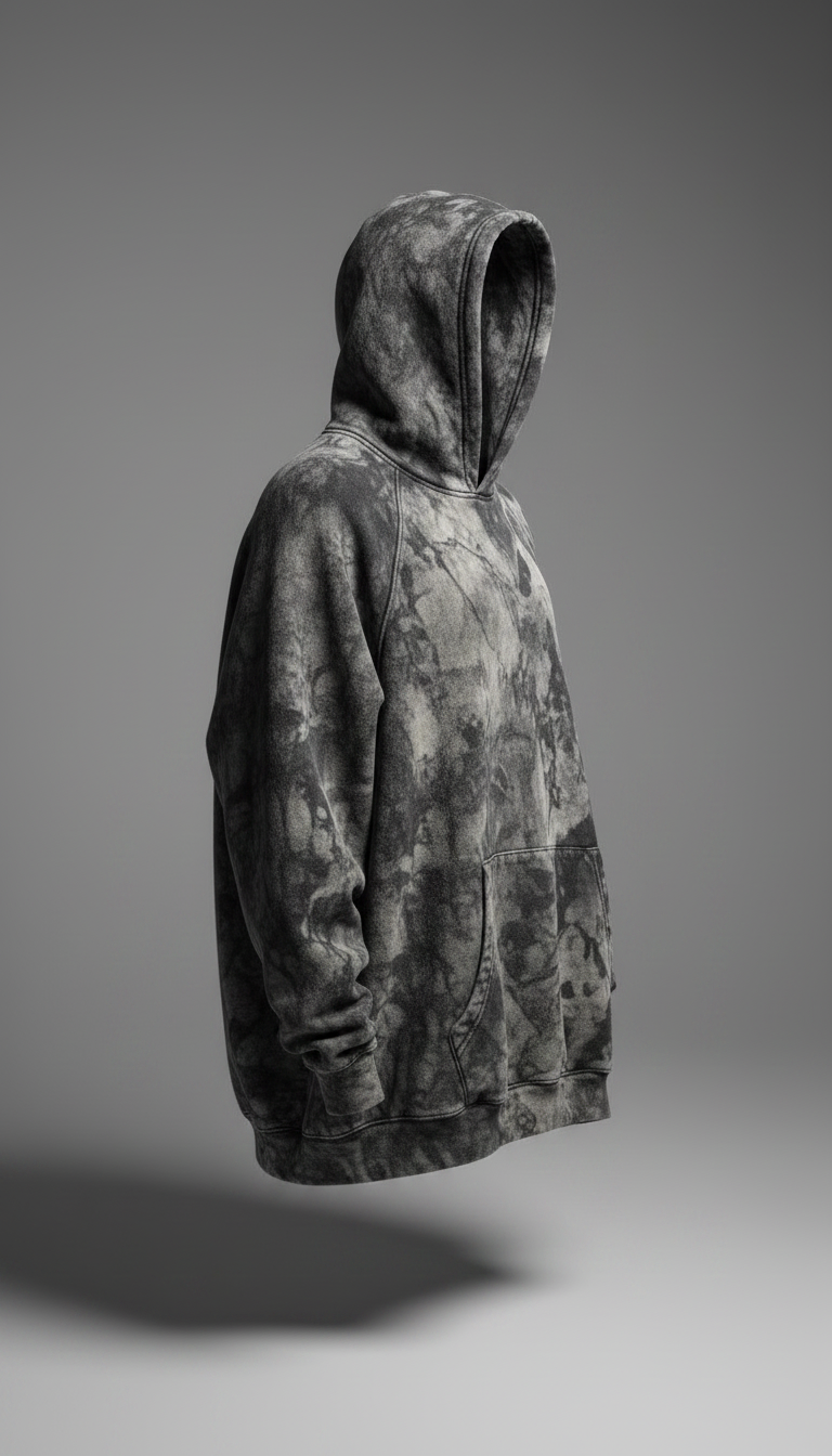 Alternate angle view of Oversized Acid Wash Hoodie