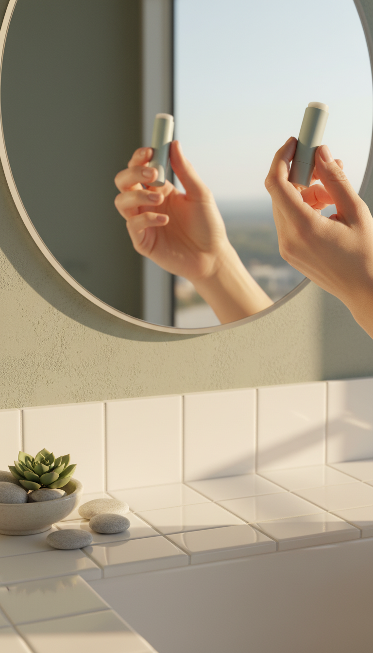 Sleek SPF Lip Balm in use