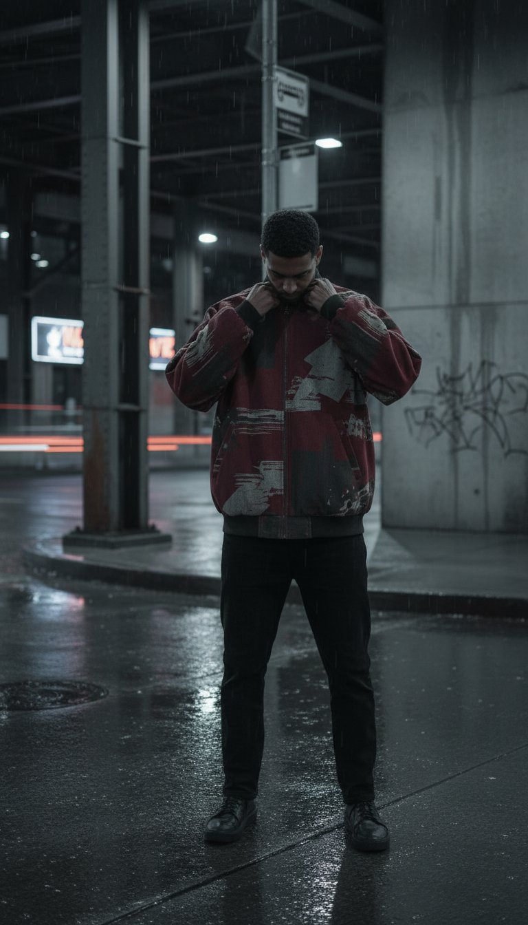 Graphic Print Bomber Jacket in use