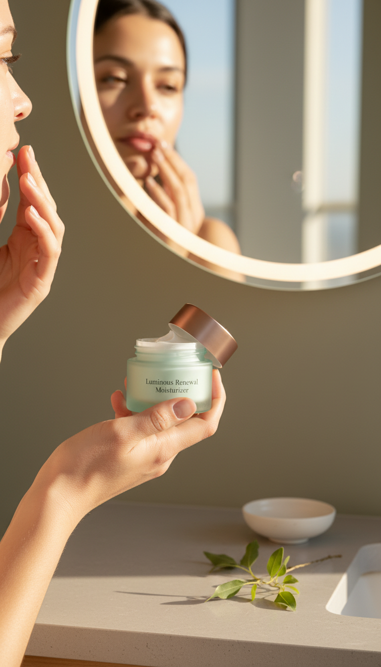 Renewal Moisturizer with Brightening Actives in use