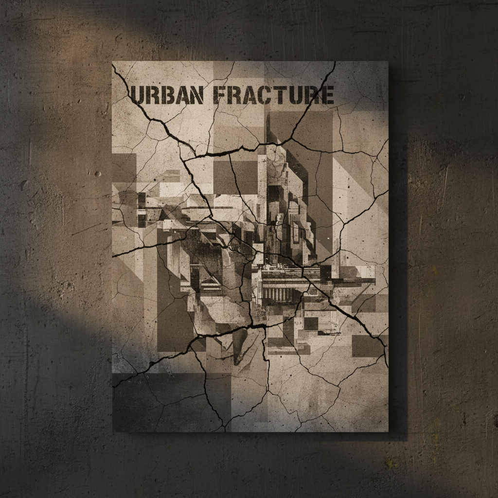 Cracked Concrete Texture Poster in a new setting