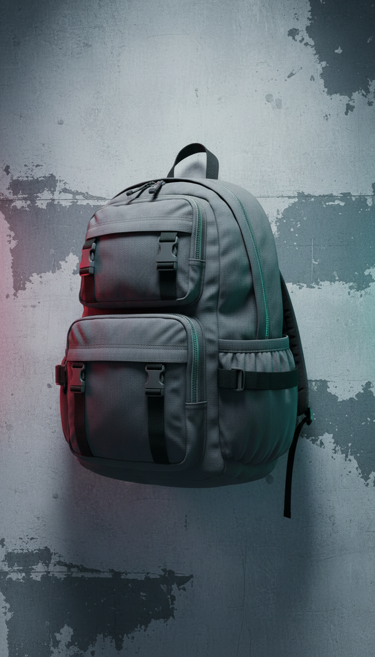 Alternate angle view of Neon-Accented Canvas Utility Backpack