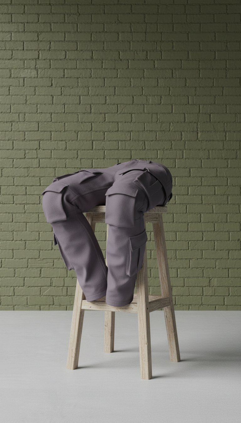 Shadow Lavender Structured Cargo Pants in a new setting