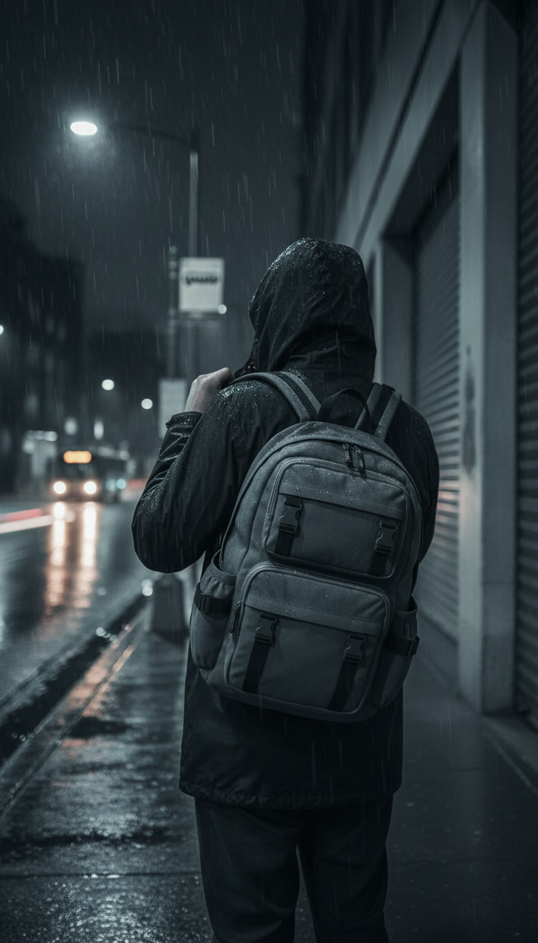 Neon-Accented Canvas Utility Backpack in use