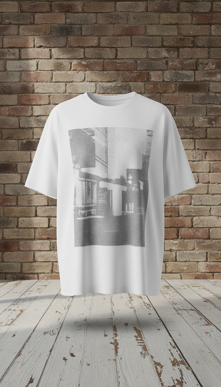 Paper White relaxed-fit t-shirt with Urban Grey print in a new setting